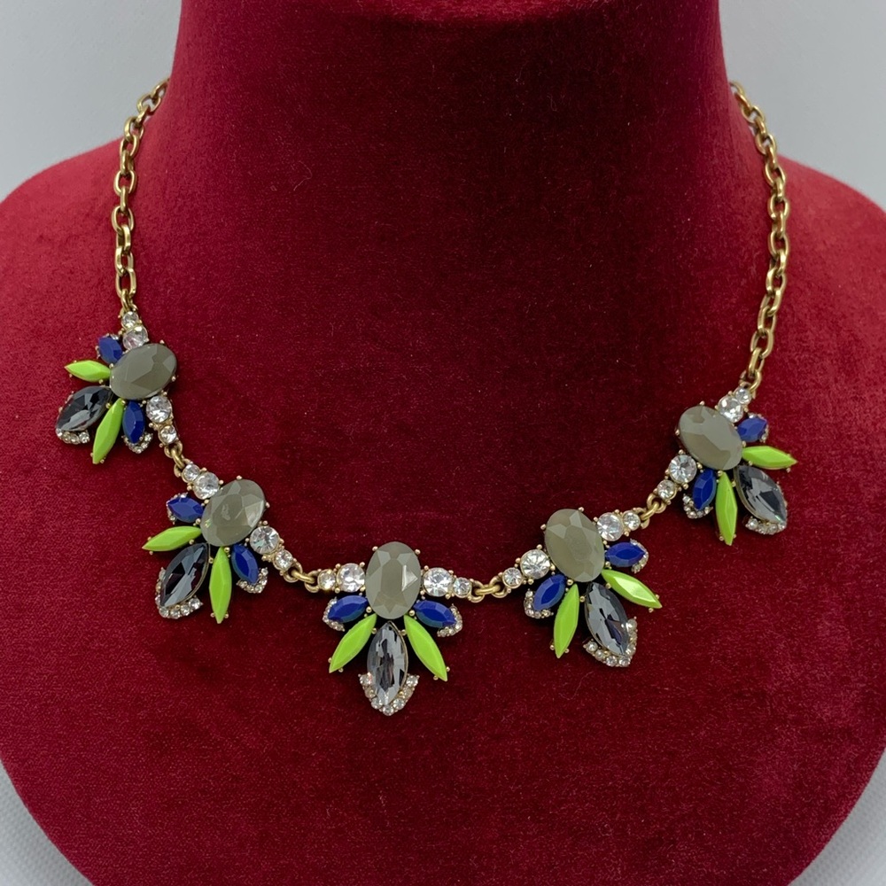 J. Crew Grey Blue Green Statement Necklace